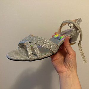 Women's Silver Sparkly Sandals Fashion Shoes Size 40
